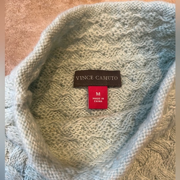 Vince Camuto Soft Light Blue Knit Mock Neck Sweater - Picture 2 of 4